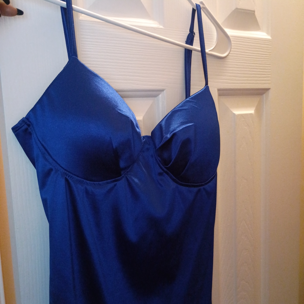 Elegant Blue Satin Chemise